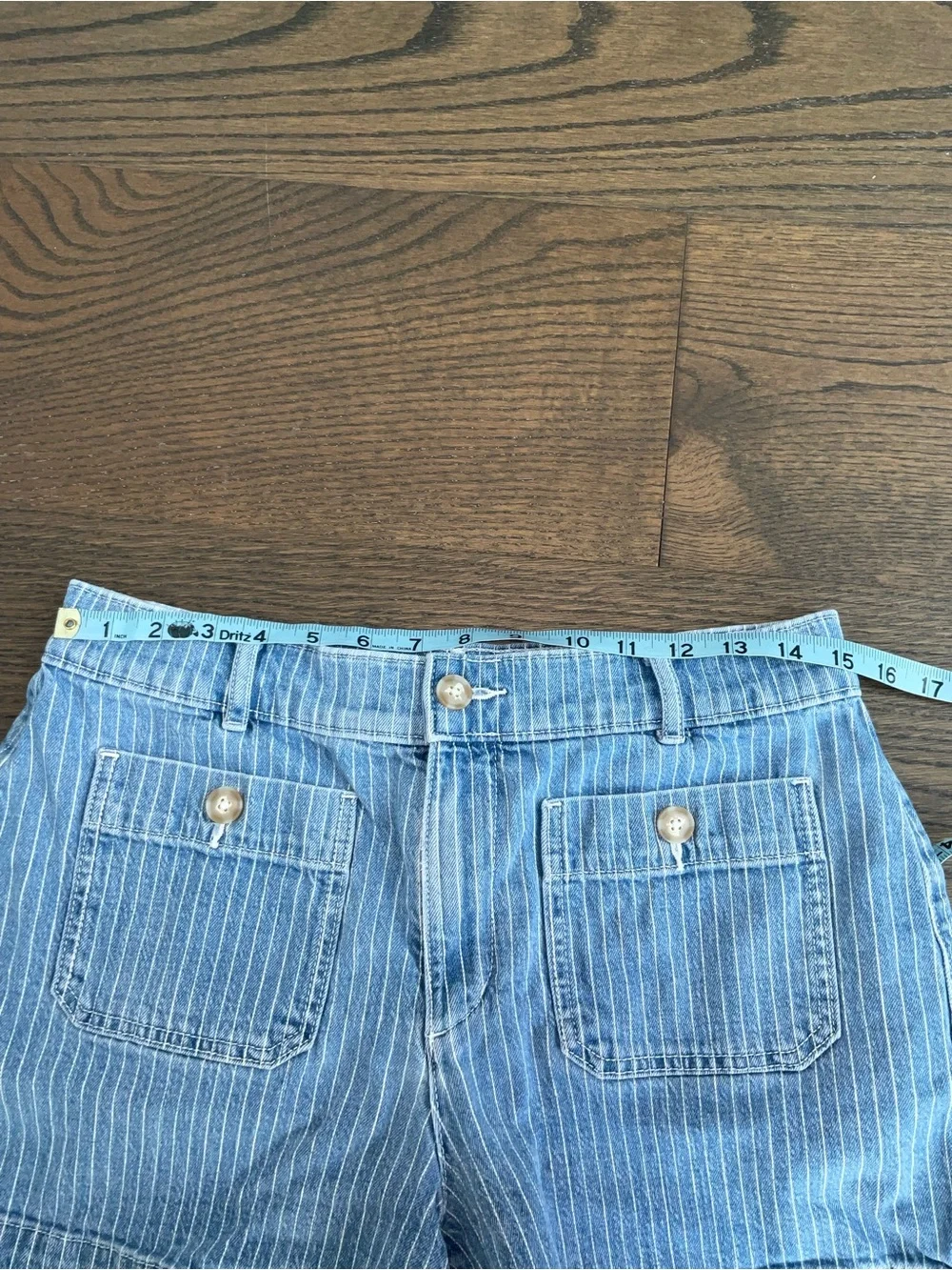 LOFT Blue Striped Denim Shorts